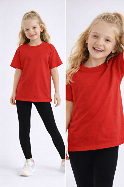 genosha طقم بنطلون ضيق وتي شيرت للفتيات/ طقم الأم والابنة بدون طباعة