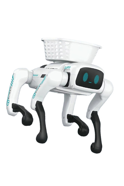 SergadiOnline.ro Robot caine inteligent, radiocomanda, jucarie interactiva copii, cu accesorii, alb, 6 ani+