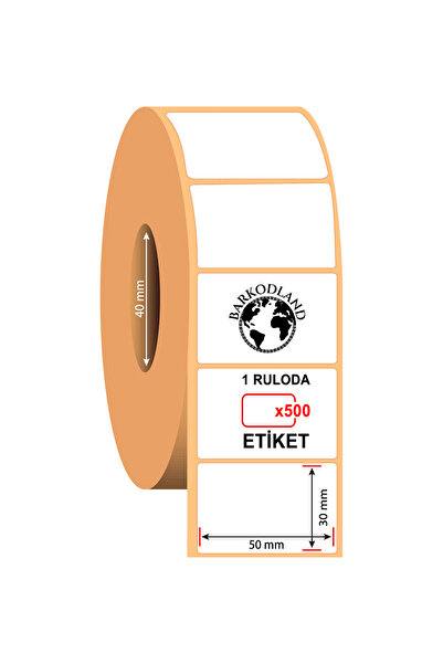 BARKODLAND 50x30 Termal Etiket Rulosu 500 Sarım – Kargo Barkod Etiketi – E Ti...
