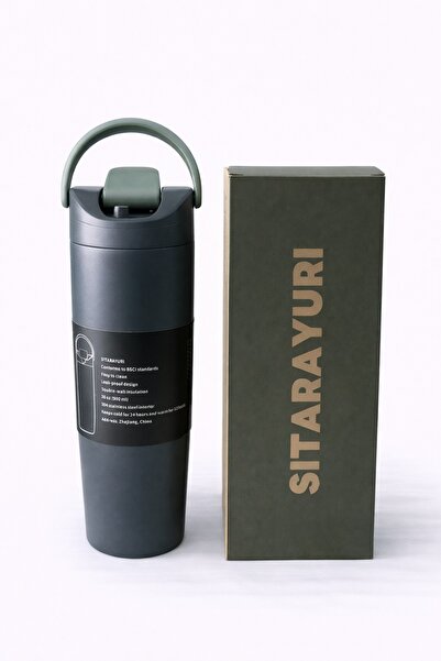 OEM SITARAYURI sports thermos bottle, with flip-top lid, Dark gray - 900 ml