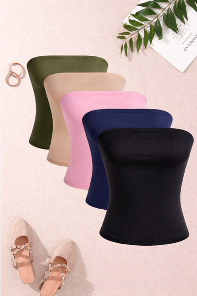 Olyssia Women's 5-Pack Strapless Tank Tops – Stylish, Body-Fitting, Stretchy ...