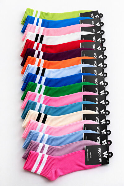 DM DEL MORE SOCKS 12 perechi de șosete multicolore cu dungi, lungime jumătate...