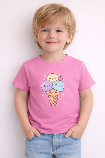 ArtYus Χαριτωμένο παιδικό μπλουζάκι Unisex με στάμπα παγωτού – Βαμβακερό διασ...