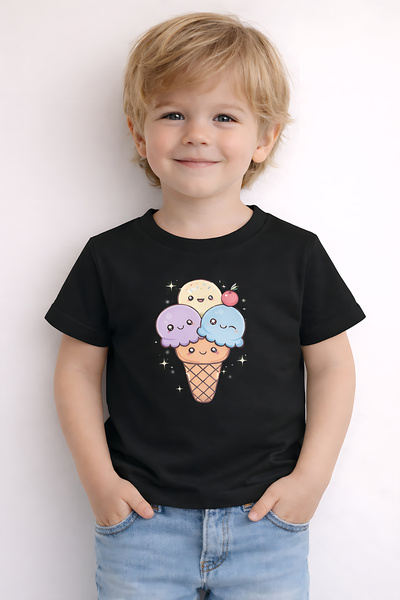 ArtYus Χαριτωμένο παιδικό μπλουζάκι Unisex με στάμπα παγωτού – Βαμβακερό διασ...