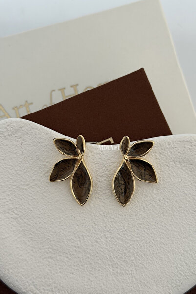 MioArt Brown Flower Gold Women's Earrings