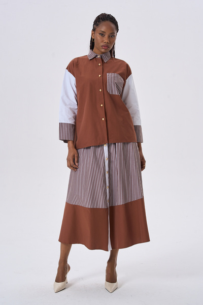 HANIQA Set fustă elegant pentru femei Garneli cu dungi