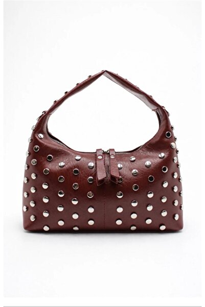 DEZ STORE Rivet Hobo Bag |   Vintage Y2K Style Studded Shoulder Bag