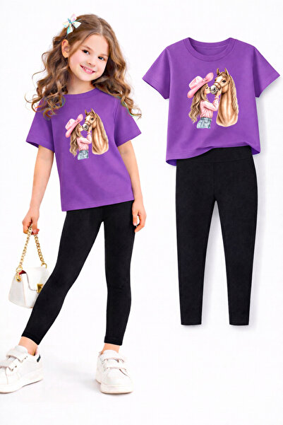 genosha Set colanți și tricou pentru fete/ Combinație mamă-fiică