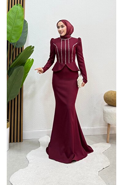 modasusev Mira Tailed Hijab Evening Dress