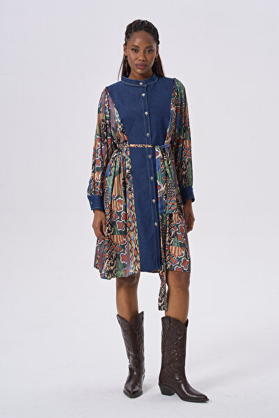 HANIQA Rochie modernă de damă cu model Garneli Denim