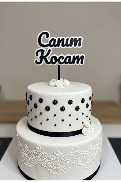 lucien vela 2 Adet Canım Kocam Yazılı Pasta Süsü Cake Topper Seti - Yıl Dönüm...