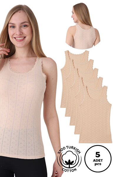 Altınay Women's 5-Pack Breathable Jacquard Undershirts 100% Cotton, Ne6172A5