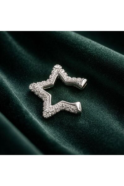 Premium Zirkon Taşlı Silver Yıldız Earcuff