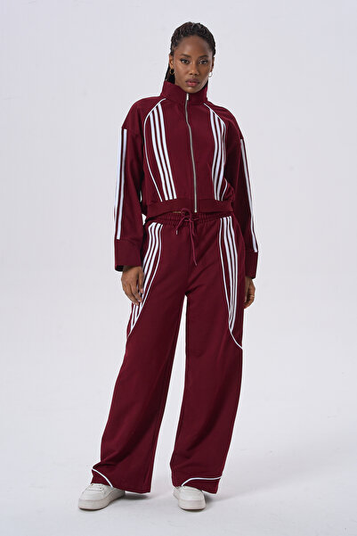HANIQA Relaxed Fit Casual Striped Tracksuit Set