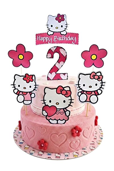 telaşe memuru مرحبا كيتي زينة الكيك ومفهوم عيد الميلاد الثاني لكيتي - طباعة ع...