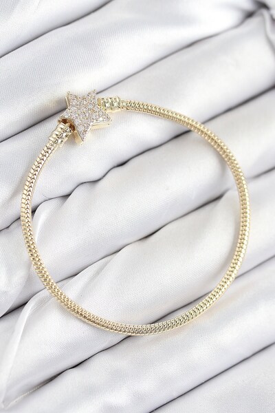 Inure Jewelry سوار نسائي من النحاس الأصفر مزين بحجر الزركون على شكل نجمة ذهبي...