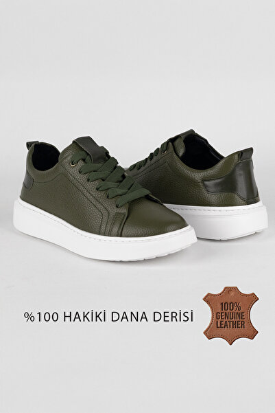 ventro Khaki 100% Genuine Leather Men's Sports Sneaker with Orthopedic Sole Vt27