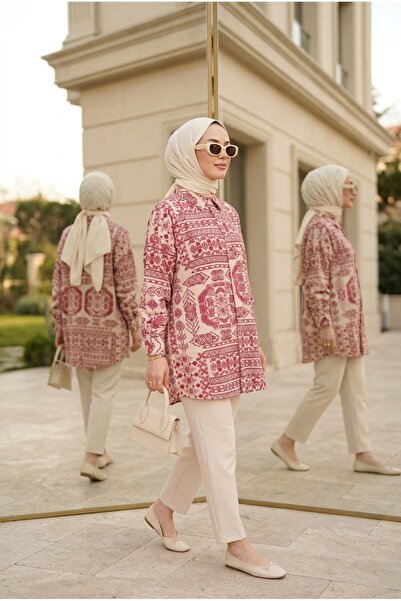 Kirazca Butik Women's Ethnic Patterned Bohemian Tunic Shirt