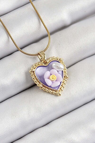 Inure Jewelry 316L سلسلة الصلب الأرجواني الفني صورة اللؤلؤ تفاصيل ديزي شكل نم...