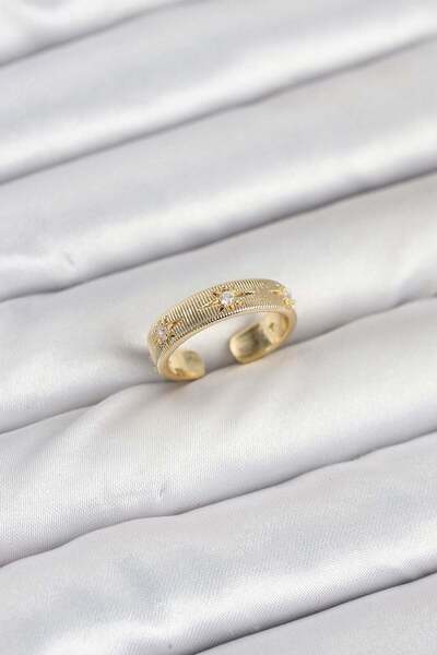 Inure Jewelry Brass Gold Color Zircon Stone Polar Star Model Women's Ring