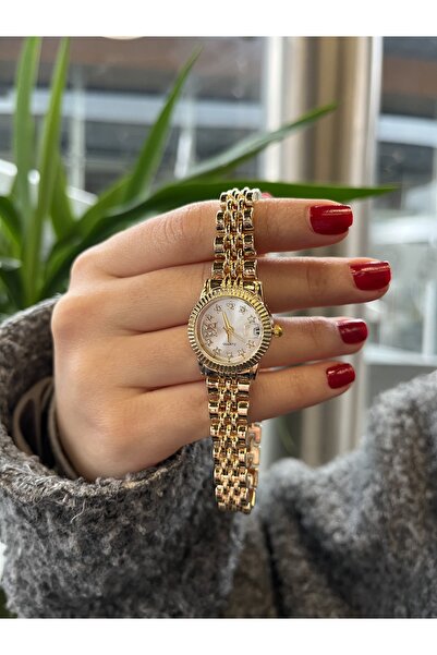 Quest Star Steel Case White Stone Dial Gold Metal Band 1 Atm Water Resistant ...