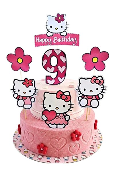 telaşe memuru Hello Kitty Pasta Süsü ve Hello Kity Temalı 9 Yaş Doğum Günü Ko...
