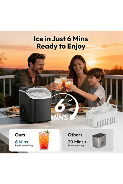 Sumkyle Countertop Ice Maker Machine,Ice with 2 Sizes- Portable Mini, for Hom...