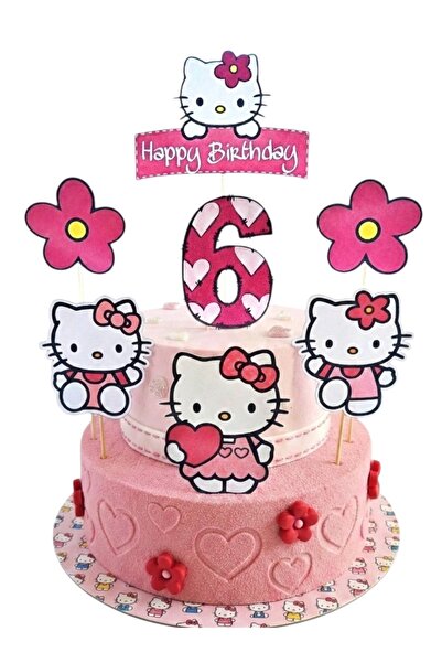 telaşe memuru Hello Kitty Pasta Süsü ve Hello Kity Temalı 6 Yaş Doğum Günü Ko...