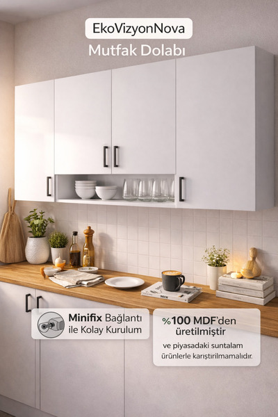 Dekorr mobilya NOVA mutfak dolabı %100 1. SINIF MDF minifixli kolay kurulum u...