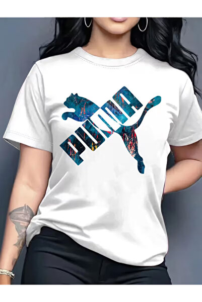 LİNA06 Elegant and Stylish Printed Pattern Women'S Crew Neck Pullover T-Shirt