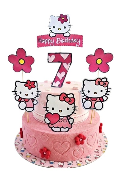 telaşe memuru زينة كعكة هيلو كيتي وفكرة عيد ميلاد بعمر 7 سنوات بتصميم هيلو كي...