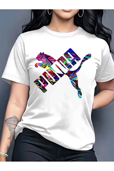 LİNA06 Elegant And Stylish Printed Women'S Crew Neck Pullover T-Shirt