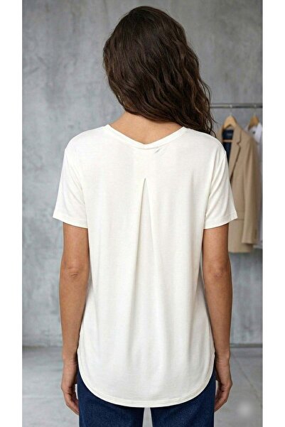 ELVAN TOLON Ecru Slit T-Shirt