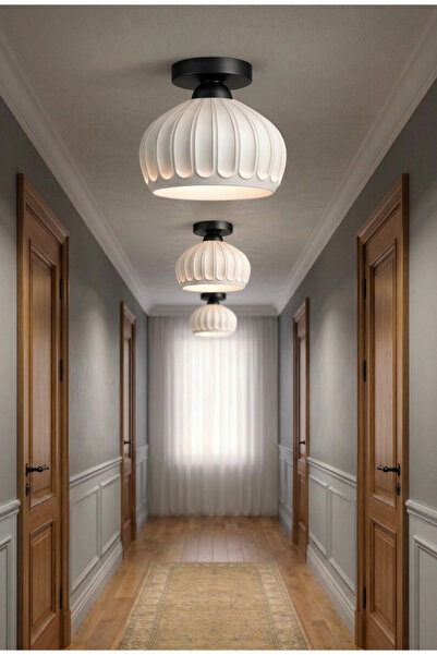 Limon 3D Desing Siyah Plafonyer Avize Modern Tavan Aydınlatma E27 Duy Şık Min...