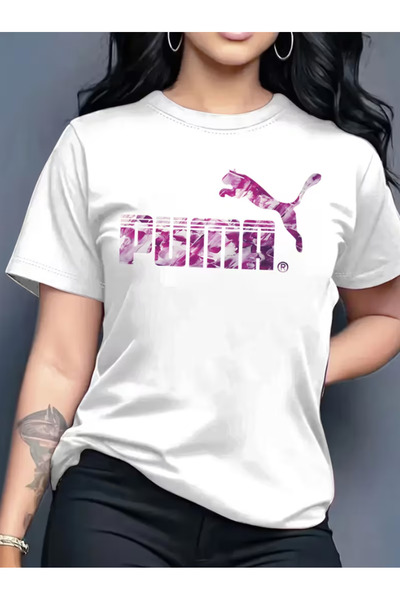 LİNA06 Chic And Fashionable Women'S Crew Neck Pullover T-Shirt with a Printed...