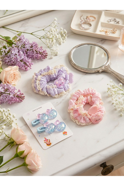 paper era Hair clips and band 12 peices (4 each color)