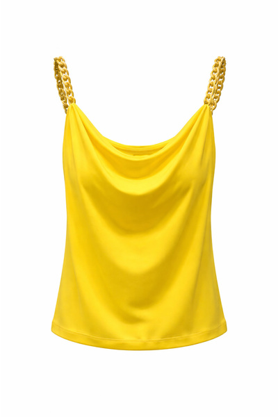 On Fashion Women's Chain Strap Blouse - Yellow