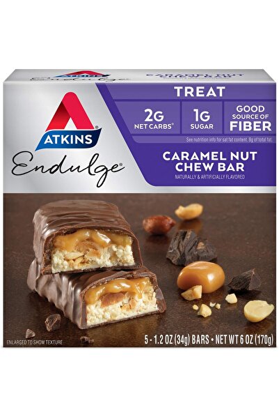 ATKIN ATKINS Endulge Caramel Nut Chew Bars, Low Carb & KETO Friendly, 5 Bars