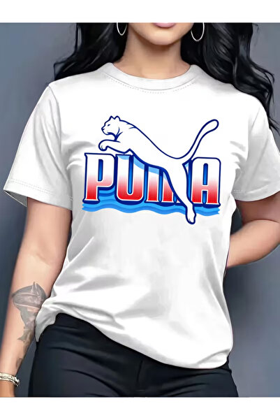 LİNA06 Elegant and Stylish Printed Pattern Women's Crew Neck Pullover T-shirt