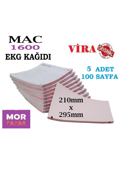 Vira Mac 1600 Ekg Cihazı Kağıdı 210mm x 295mm Z Katlama A4 -5 Adet 100 Sayfa