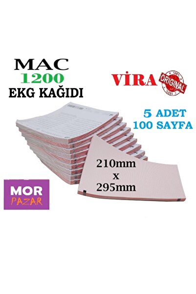 Vira Mac 1200 Ekg Cihazı Kağıdı 210mm x 295mm Z Katlama A4 -5 Adet 100 Sayfa