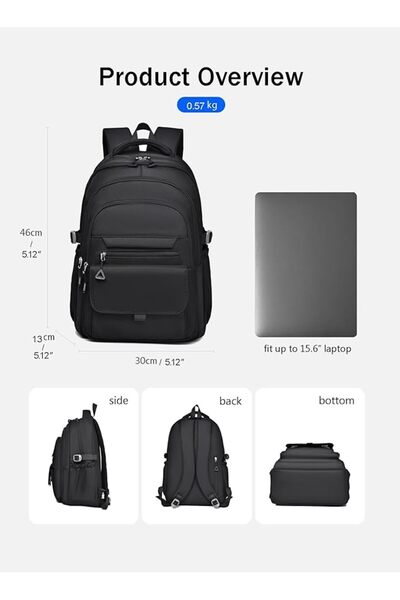 Generic Multifunctional Oxford Backpack - Water-Resistant, 15.6" Laptop Compa...