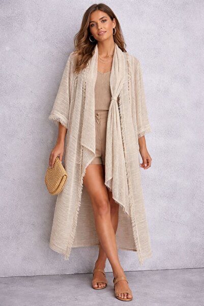 Generic Cardigan with Scarf and Long Sleeves