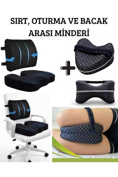 Ankaflex Ortopedik 3lü Minder Seti Sırt Oturma ve Bacak Arası Diz Yastığı Bel...