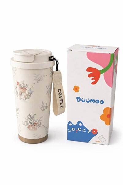 OEM Θερμός κούπα με καπάκι και λουράκι, 550 ml, από ανοξείδωτο ατσάλι, με σχέ...