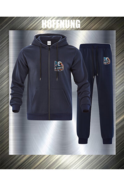 HOFFNUNG Unisex Casual Tracksuit Set Flag Eagle America Outdoor Full Zip