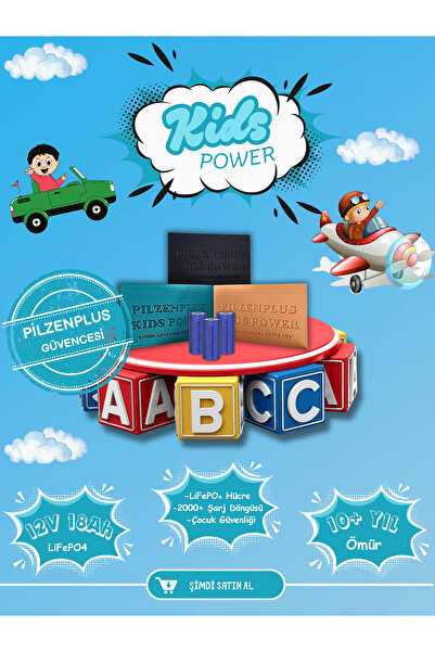 PİLZENPLUS Kids Power 12V 18Ah LiFePO₄ Batarya