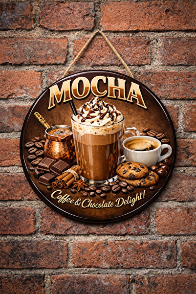 Mayeka Mocha Temalı Cafeler Kahveciler Baristalar İçin Ahşap Duvar Kapı Dekor...