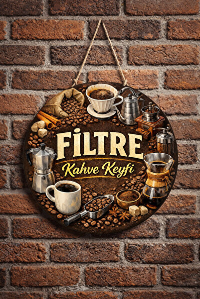 Mayeka Ornament decorativ din lemn pentru ușă de perete, cu tematică cafea fi...