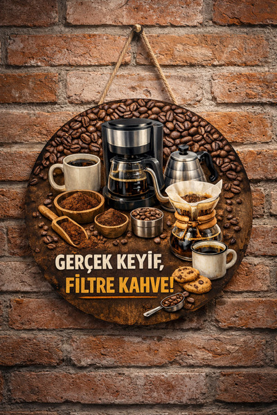 Mayeka Kafevi sa temom filter kafea, drvena zidna vrata, dekorativni ornament...